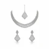 Ijewelora Silver Plated Geometric CZ Necklace Set with Earrings for Women – Wedding & Party Wear Jewellery | Elegant Bridal Gift for Her