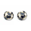 Ijewelora Gold Plated Enamel Mosaic Round Stud Earrings for Women – Navy, Grey & Pearl‑White | Party & Everyday Wear Jewellery | Chic Gift for Her