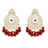 Ijewelora Gold Plated Filigree Chandelier Earrings with Red Beads for Women – Wedding & Party Wear Jewellery | Elegant Festive Gift for Her