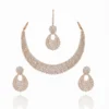 Ijewelora RoseGold Plated Round CZ Necklace Set with Matching Earrings & Pendant for Women – Wedding & Party Wear Jewellery | Premium Bridal Gift for Her