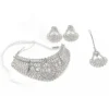 Ijewelora Silver Plated Heavy CZ Choker Necklace Set with Matching Earrings & Maang Tikka for Women – Wedding & Party Wear Jewellery | Premium Bridal Gift for Her