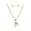 Ijewelora Two‑Tone Gold & Silver Bow CZ Necklace Set with Earrings for Women – Wedding & Party Wear Jewellery | Elegant Gift for Her