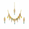Ijewelora Gold Plated Multicolour Kundan CZ Necklace Set with Earrings & Maang Tikka for Women – Wedding, Haldi & Party Wear Jewellery | Vibrant Gift for Her