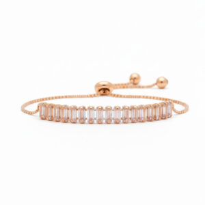 RoseGold Plated Baguette CZ Slider Bracelet for Women | iJewelora Jewellery